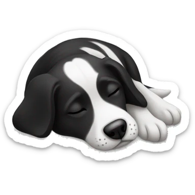 black and white dog sleeping sticker