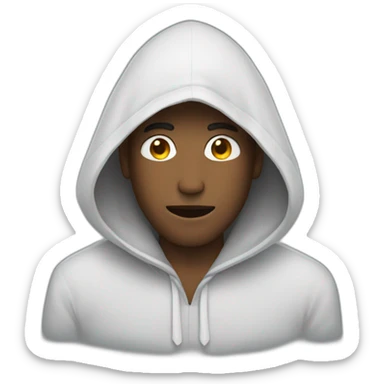 Man wearing a hood covering his face sticker
