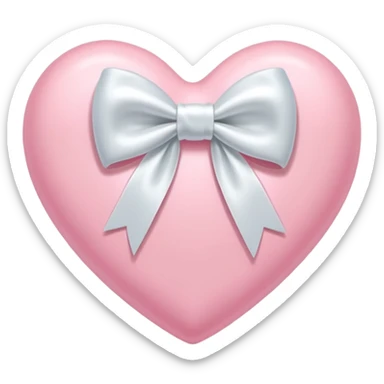 Baby pink heart with white bow sticker