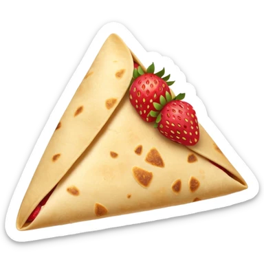 Tortilla folded into a triangle with strawberries poking out sticker