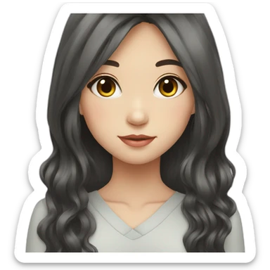 girl Japanese long hair black sticker