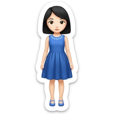 fille  en entier cheveux mi long noir et lisse  sticker