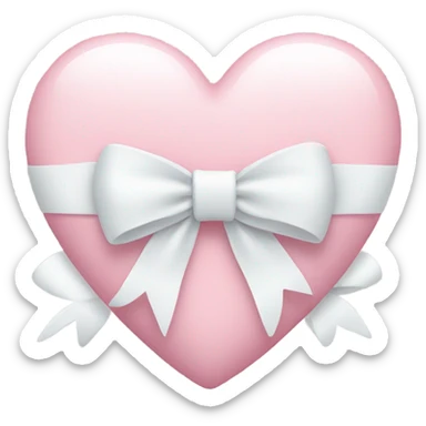 Pastel pink heart with white bow sticker