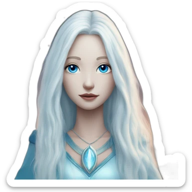 nordic pleiadian with long white hair and blue eyes sticker
