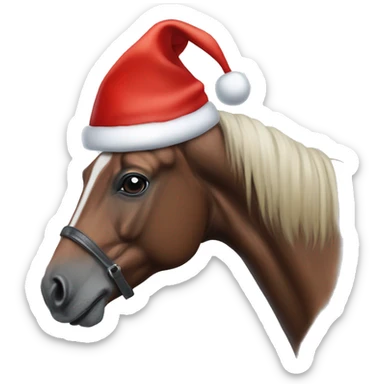 Warmblood horse with Santa hat sticker