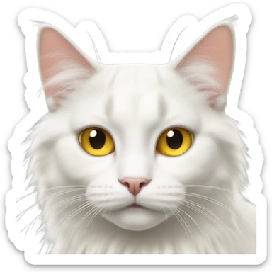 Realistic White cat with yellow eyes and fluffy ragdoll cat sticker