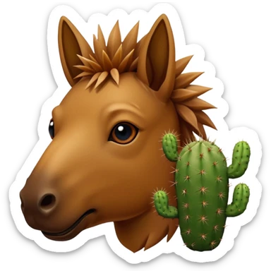 dog with horse head and cactus head sticker