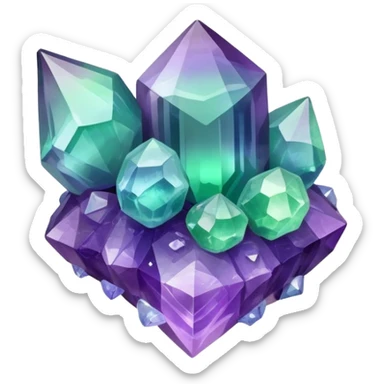 Fluorite crystal cluster sticker