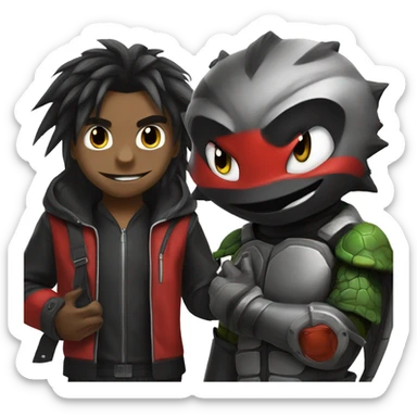 Shadow the hedgehog and Raphael turtle sticker