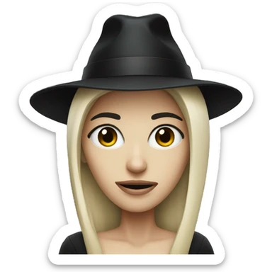 Scary tall woman with white skin and black hat thats covering her face sticker