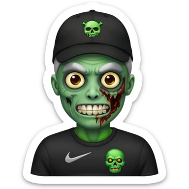 Faça um zombie com uma blusa da Nike preta com um boné preto da Nike tbm, que o zombie tenha dentes de prata  sticker