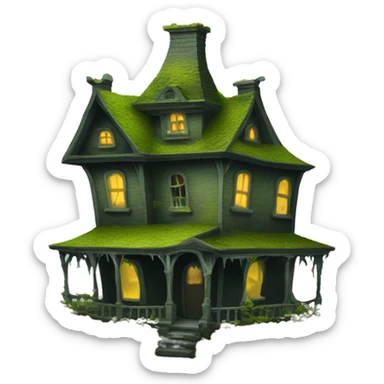 Haunted slightly Mossy house sticker