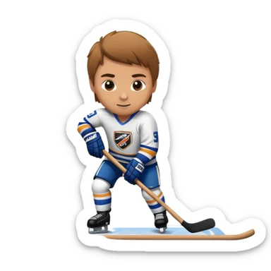 A hockey player playing on top of a house sticker