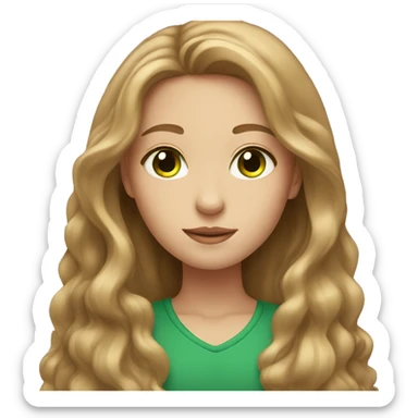 girl with long light brown hair and green eyes  sticker