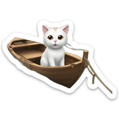 Cat on a boat  sticker