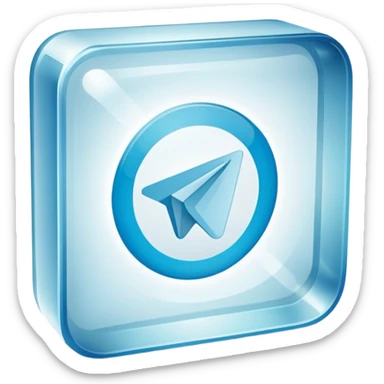 Telegram logo on a transparent glass square rounded block sticker
