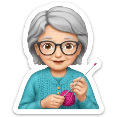 grandma knitting sticker
