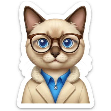siam cat with glasses  sticker