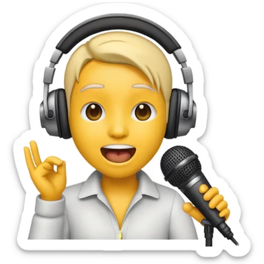 emoji wearing headphones singing into microphone sticker