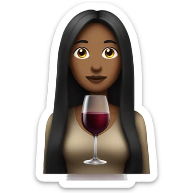plae woman with black long hair and a glass of wine sticker