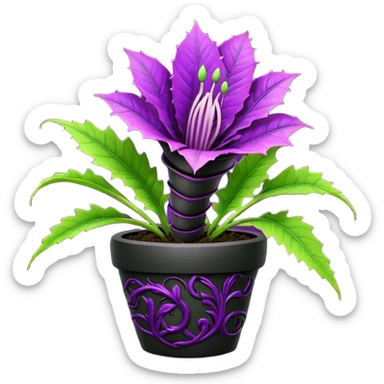 Black and purple Venus flytrap with vines sticker