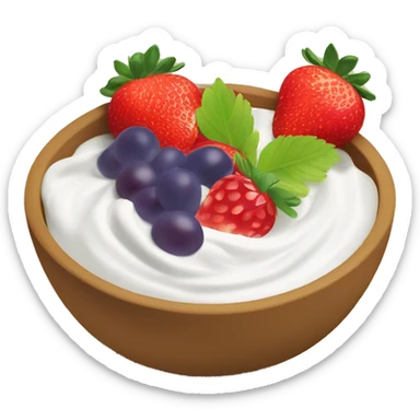 fruit yogurt bowl with strawberries and grapes sticker