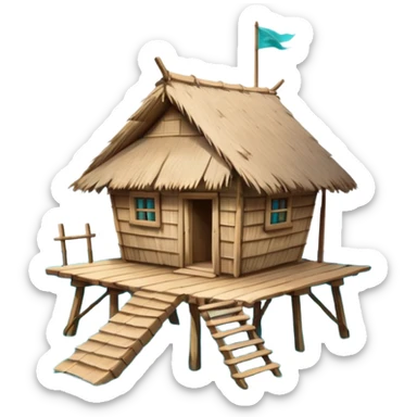 A hut on the edge of the ocean sticker