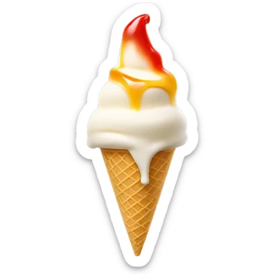 vanilla icecream with chili oil drizzled on top of the scoop sticker