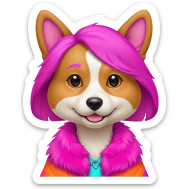 DOG wearring neon fashion dress sticker