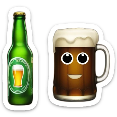 A bottle of beer drinks beer from another bottle of beer sticker