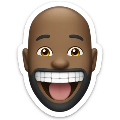 Black Bald man with big beard laughing sticker