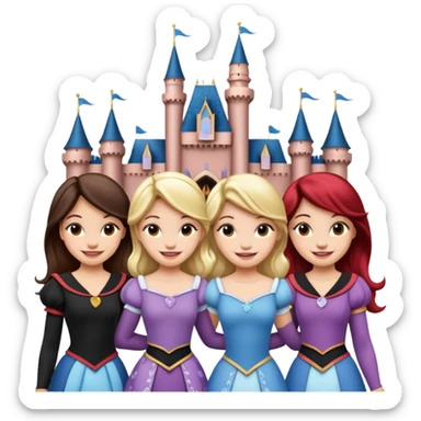Quatro chicas detrás del castillo disney sticker