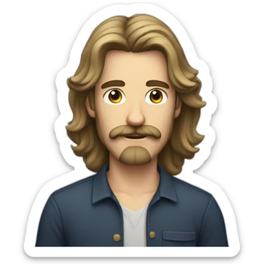 A man with long hair and mild moustache and french bearded sticker