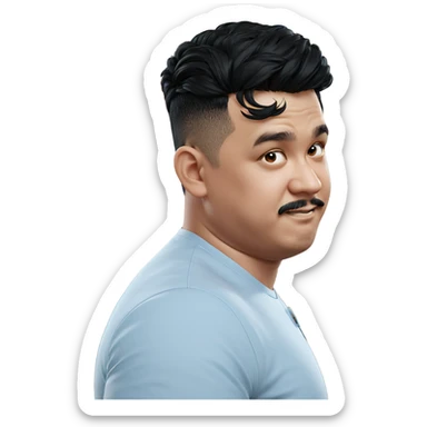 male with mustache in focus sticker