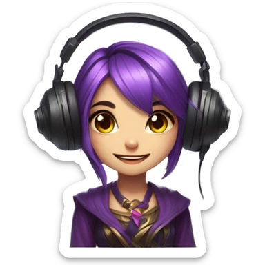 cute lulu from league of legends with a headset sticker