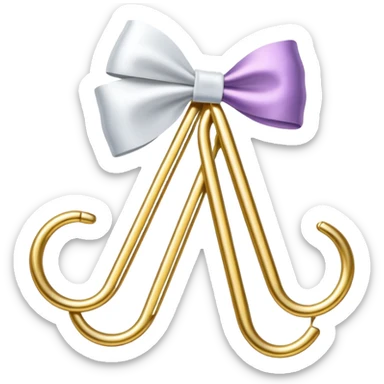 one gold paper clip with a white bow in the middle sticker