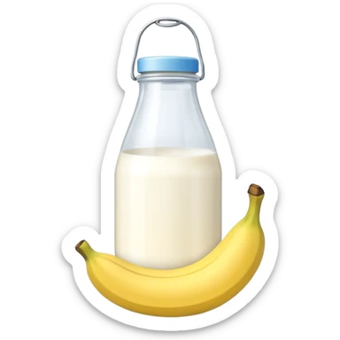 baby Milk bottle with banana tag sticker