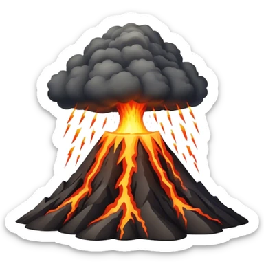 A volcano erupting with acid rain and lightning in the background sticker