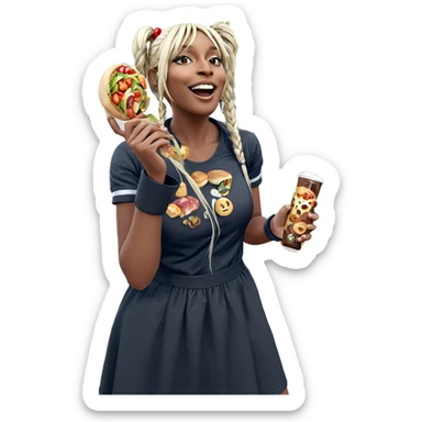 twintails girl enjoying outdoors food sticker