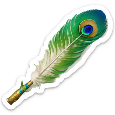 Krishna's peacock feather and flute sticker