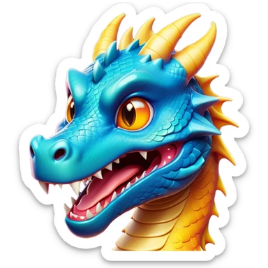 Cinematic Comical Dragon Portrait Emoji, Head tilted dramatically with an exaggeratedly amused expression, featuring a striking, glossy scaled body with bold, angular features and wide, expressive eyes filled with playful disbelief, Simplified yet hilariously expressive features, highly detailed, glowing with a slightly sassy, otherworldly glow, high shine, dramatic yet playful, stylized with an air of cheeky mythical mischief, soft glowing outline, capturing the essence of a spirited and over-the-top dragon that looks ready to breathe fire into internet fame instantly! sticker