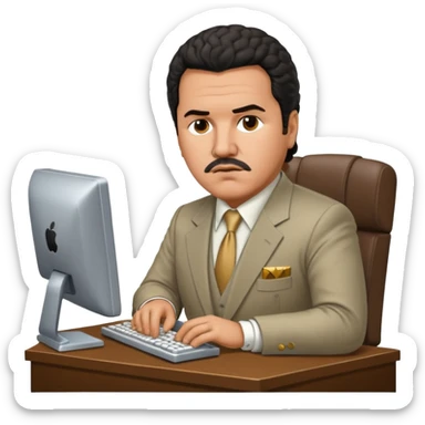 drug lord Pablo escobar using computer sticker