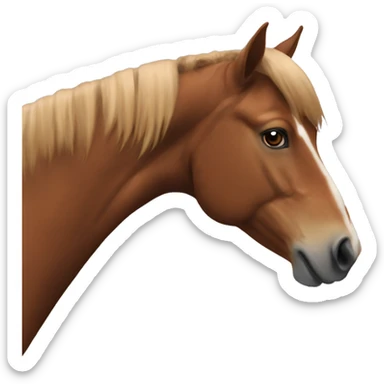 chesnut horse with chesnut mane with white line on head and girl sticker