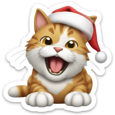 Santa cat yawning sticker