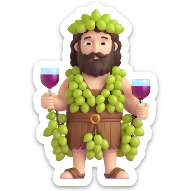 Bacchus Roman god of wine with grapes and wine cup sticker
