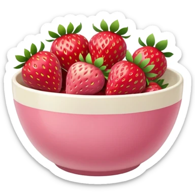 elegant pastel pink bowl overflowing with strawberries sticker