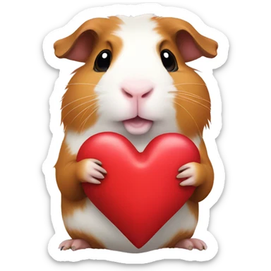 Guinea pig holding heart sticker