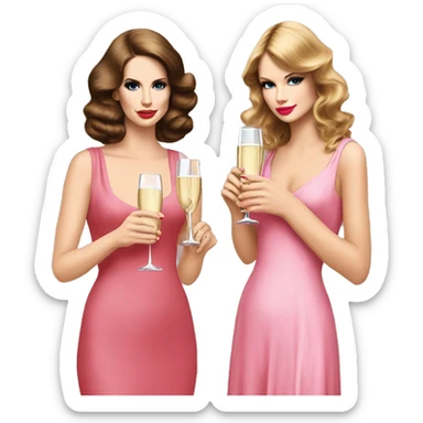 Lana del Rey & Taylor Swift drinking champagne pink dress sticker