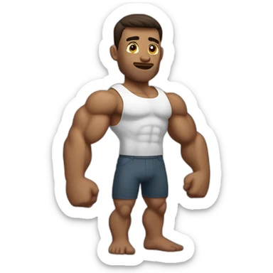 muscular man with one skinny arm sticker