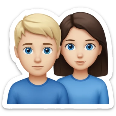 Couple blond boy bleu and the girl brunette hair and blue eyes  sticker